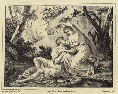 風景の中の2人の恋人 作： Angelica Kauffmann